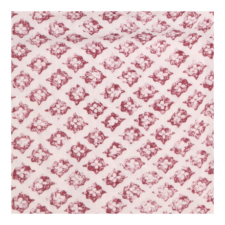 Blouse Ivory Burgundy Geometric Print Short Sleeve