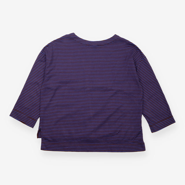 Brown & Blue Striped Oversized Long Sleeve Top