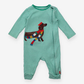 Green Striped Dachshund Sleepsuit