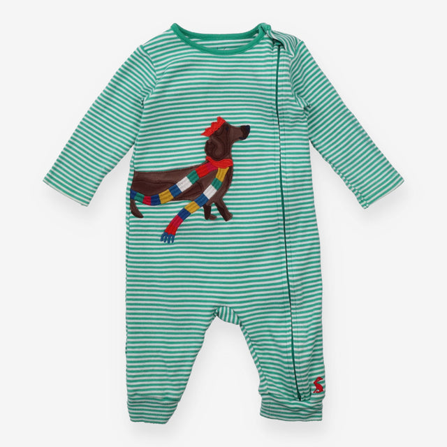 Green Striped Dachshund Sleepsuit