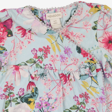 Sleepsuit blue floral poppers