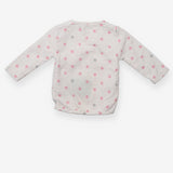 Cardigan wrap over white pink stars