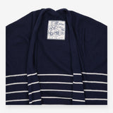 Cardigan Navy Cream Stripe Open Front Long Sleeve