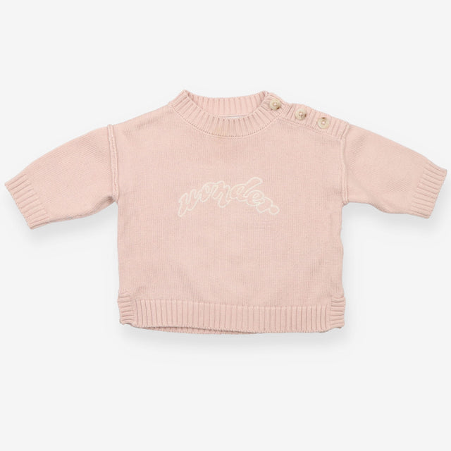 Knit Jumper Pink with Three Buttons