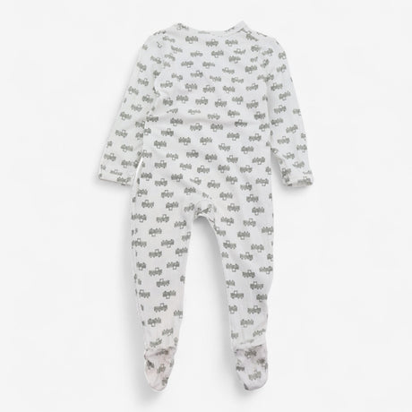 White sleepsuit grey tractors