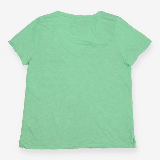 Green Oversized V Neck Pocket T-Shirt Cotton