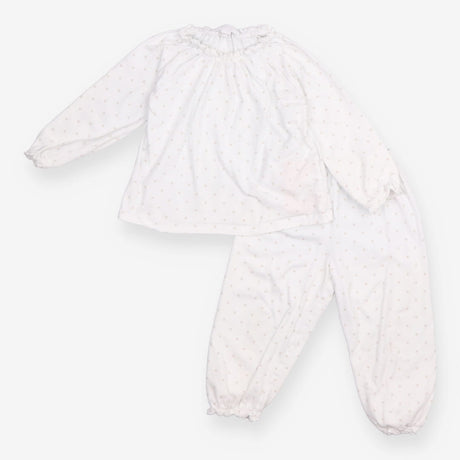Pyjamas White Frill Neckline Polka Dot
