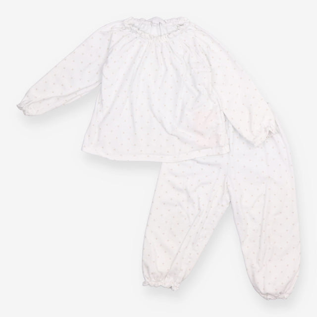 Pyjamas White Frill Neckline Polka Dot