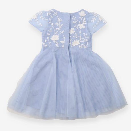 Blue Occasion Dress with Flower Embroidery 
