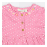 Pink spot jersey dress with lion cheetah applique