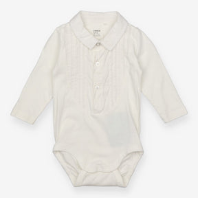 White pleated shirt style bodysuit
