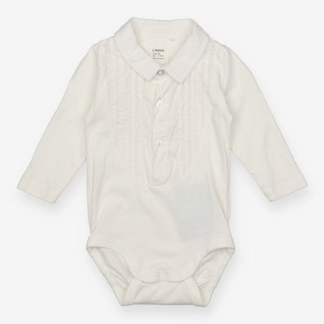 White pleated shirt style bodysuit