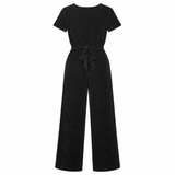 Wide Leg Jumpsuit in Black with Metallic Sparkle