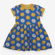 Dress short sleeved blue with yellow and white flo