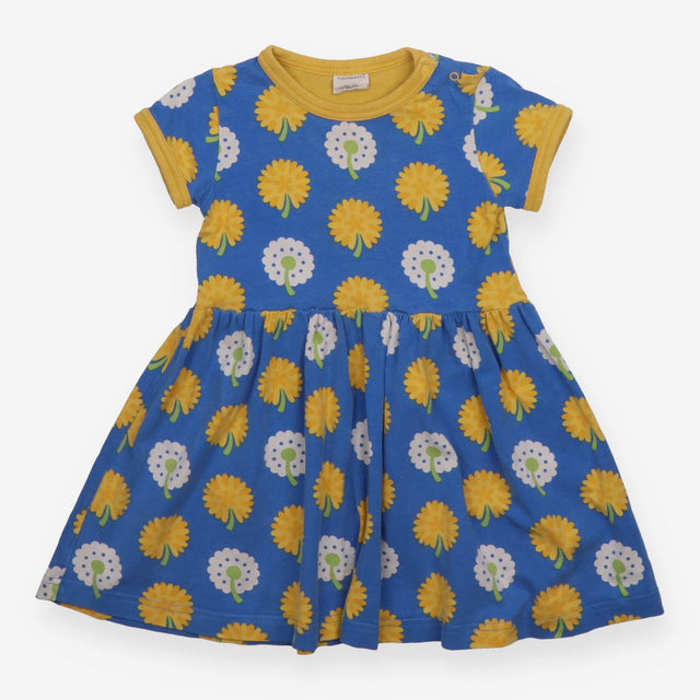 Dress short sleeved blue with yellow and white flo