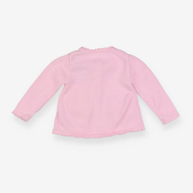 Pink knit cardigan scalloped