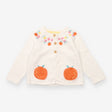 Knit Cardigan White with Flowers and Oranges Embro