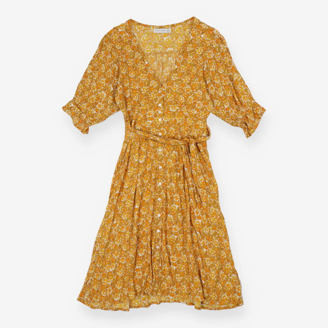 Faithfull the Brand Floral Puff Sleeve Button Dres