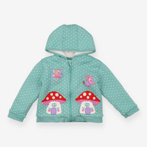 Hoodie Fleece Lined Teal Fairies and Toadstools