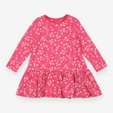 Dress Long Sleeve Jersey Pink with White Floral Pr