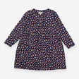 Dress LS jersey navy blue flowers 4 wood buttons