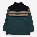 Knit Sweater 1/4 Zipped Black Brown and Emerald