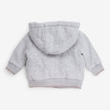 Zip up grey hoodie gold glitter zip frill pockets 