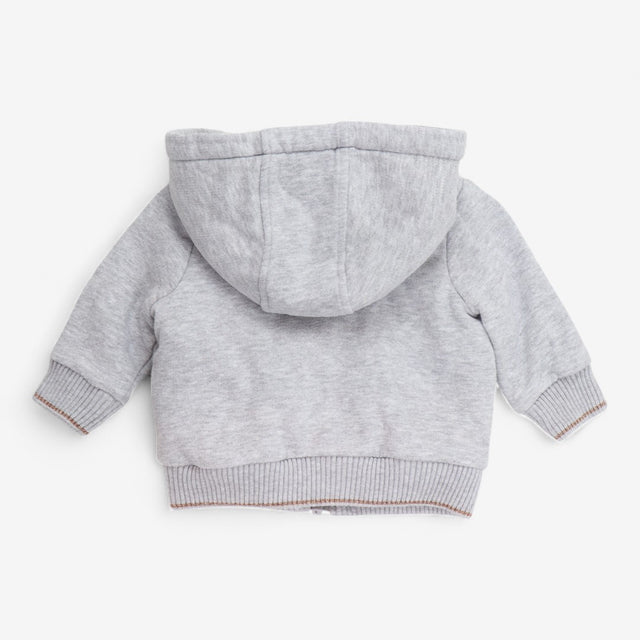 Zip up grey hoodie gold glitter zip frill pockets 