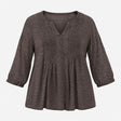Black Blush Fan Print V Neck Long Sleeve Tunic Blo