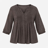 Black Blush Fan Print V Neck Long Sleeve Tunic Blo