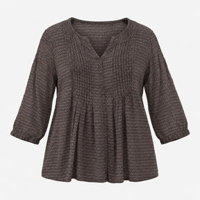 Black Blush Fan Print V Neck Long Sleeve Tunic Blo