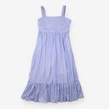 Sundress Blue White Stripe Sleeveless Tiered Midi