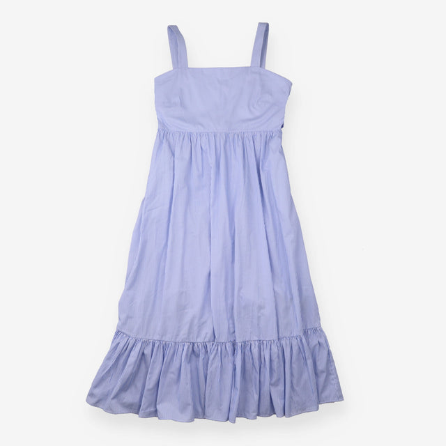Sundress Blue White Stripe Sleeveless Tiered Midi