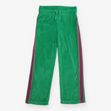 Joggers Velour Green with Side Stripes