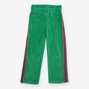 Joggers Velour Green with Side Stripes