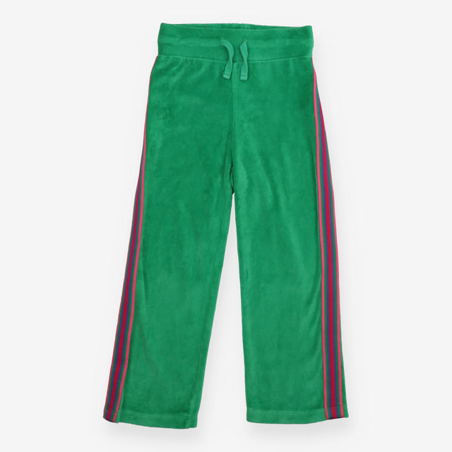 Joggers Velour Green with Side Stripes