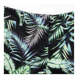 Black Green Tropical Leaf Print Shorts
