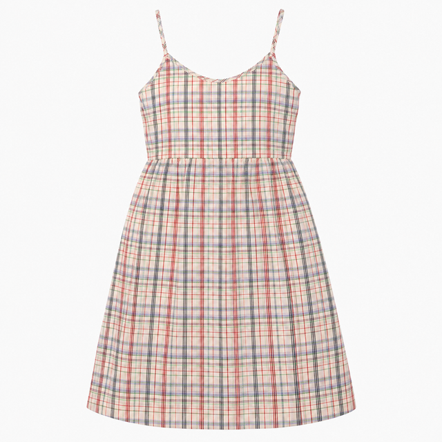 Cream Check Strappy Cami Midi Dress