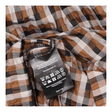Dress Brown Check Gingham Wrap Midi Short Puff Sle