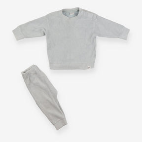 Long Sleeved Top and Joggers Ribbed Blue Grey