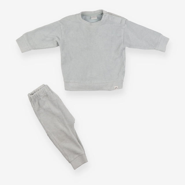Long Sleeved Top and Joggers Ribbed Blue Grey