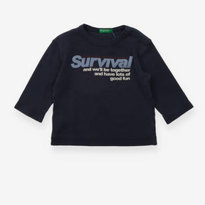 Blue Slogan Long Sleeve - United Colors Of Benetto