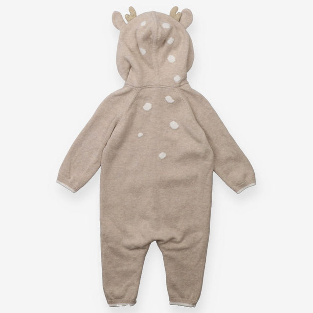 Light Brown Onesie Reindeer with Ears and Pompom o