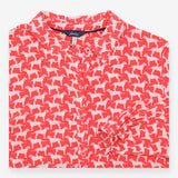 Shirt Long Sleeve Dog Print Red White