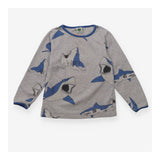 T-Shirt Long Sleeve Grey with Blue Sharks