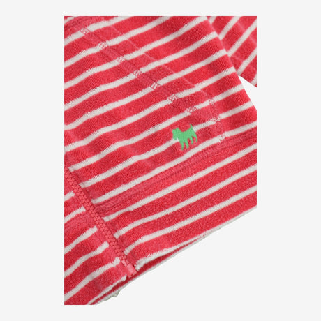 Hoodie Zip Up Pink and White Striped Towelling