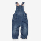 Denim Dungarees with Pink Jersey Lining
