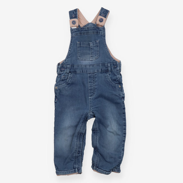 Denim Dungarees with Pink Jersey Lining