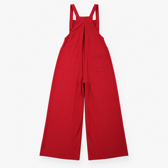 Jumpsuit Burgundy Wide Leg Overall Style with Fron
