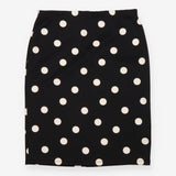 Skirt Black Cream Polka Dot Knee Length Classic